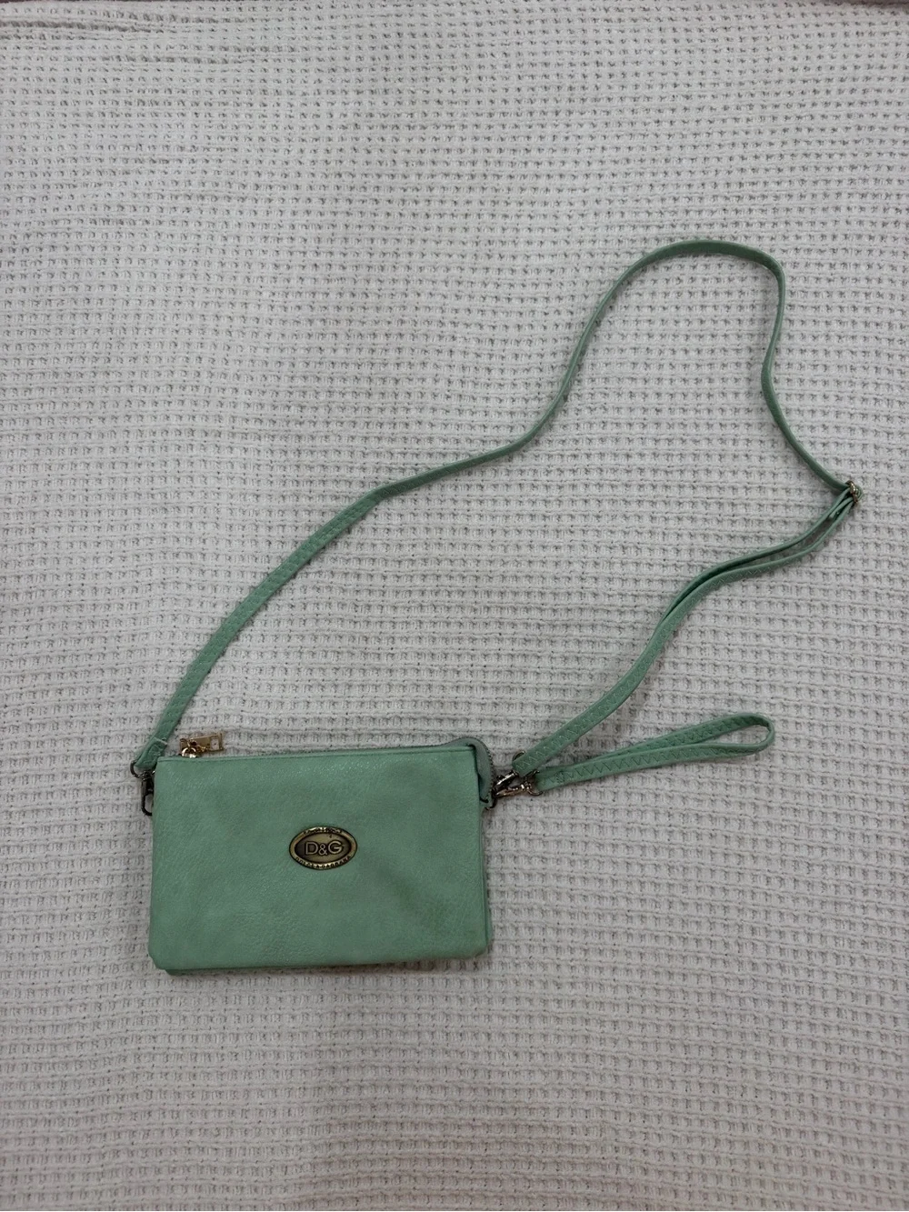 D&G Mint Green Crossbody Wristlet with Gold Logo